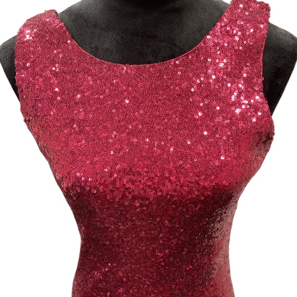 Crystal Doll Ruby Red Sequin Sleevless Mini Dress M - Picture 4 of 8